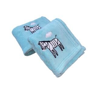 2 Baby Boy Blankets in Blue with Zebras